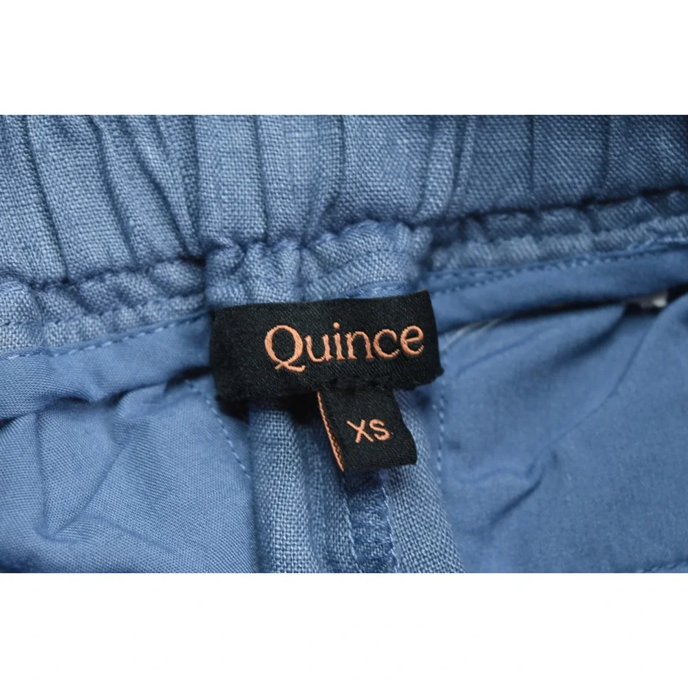 Quince European Linen Pants Womens XS Blue Pull-On Relaxed Fit Drawstring